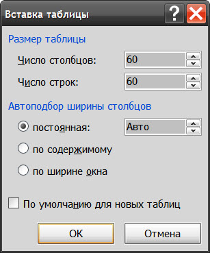 Как нарисовать кроссворд в Word