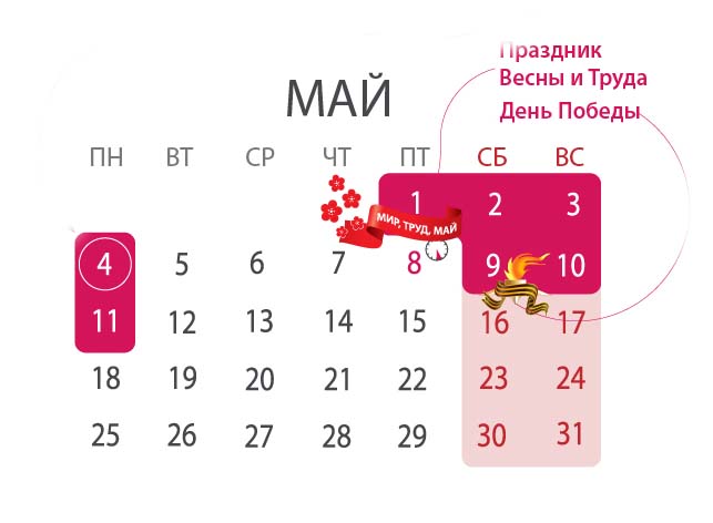 Майские праздничные дни календарь