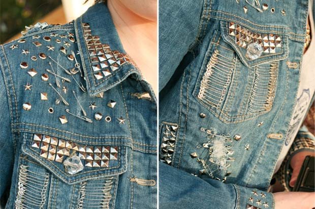قطعات فلزی زیبا روی کت جین