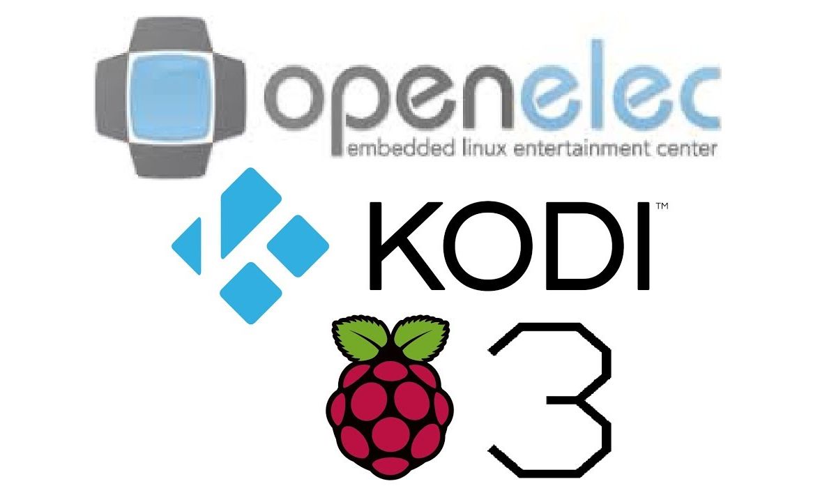 Логотипы ОС OpenELEC (предшественника LibreELEC), Kodi и Raspberry Pi 3