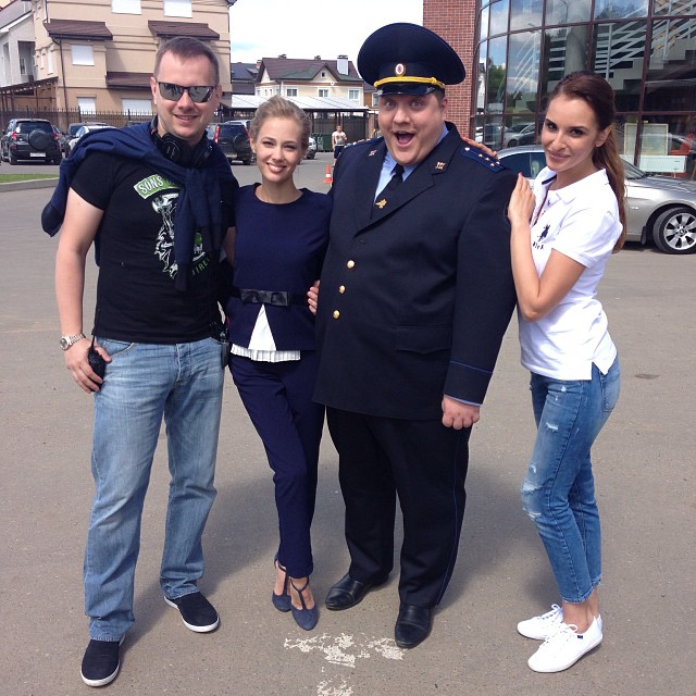 Татьяна Бабенкова с партнерами по сериалу «Полицейский с Рублевки»