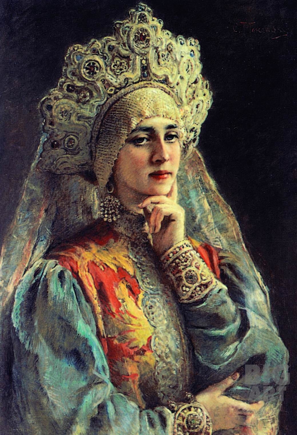 Русская красавица в золотом кокошнике (1902). Художник Константин Маковский