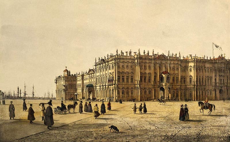 Вид Зимнего дворца со стороны Адмиралтейства (1841). Художник Фердинанд-Виктор Перро