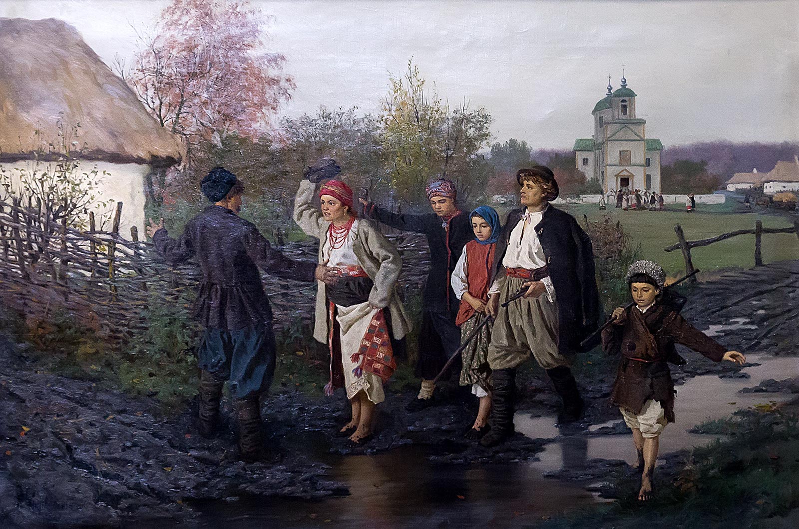Возвращение из церкви (1887). Художник Константин Трутовский