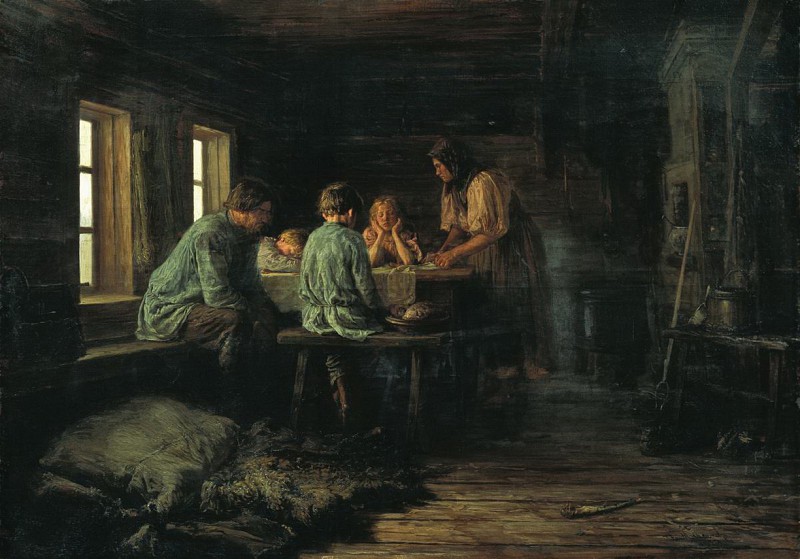 Бедный ужин (1879). Художник Василий Максимов