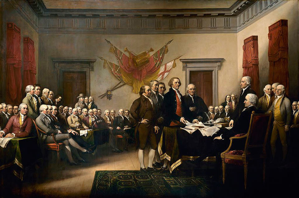 Представление проекта Декларации Независимости США (1817). Художник Джон Трамбулл