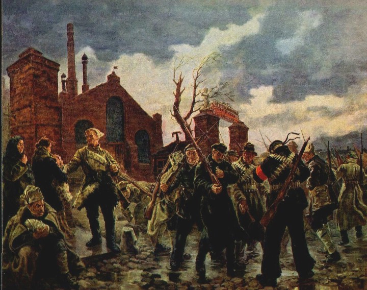 Рабочий отряд уходит на фронт в 1919 году (1937). Художник Павел Соколов-Скаля