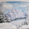 Как нарисовать зимние горы гуашью