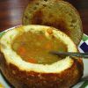 Суп-крем с шампиньонами в хлебе