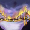 Рисунок с горящим мостом