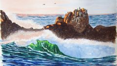 How to draw a sea gouache