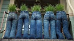 Как сделать кашпо из старых джинсов