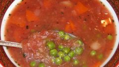 Как приготовить томатный суп с зеленым горошком