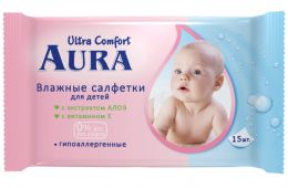 Влажные салфетки Aura, не подходят для нежной детской кожи