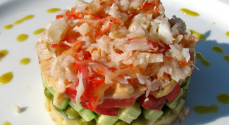 Recipes salad with natural crab meat