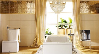 Интерьер ванной комнаты в золотом цвете