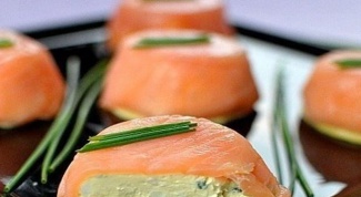 Appetizer of cheese and salmon