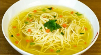 Chicken broth with noodles