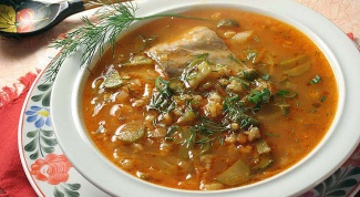 Soup with barley and pickles