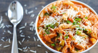 Chicken soup with pasta and Parmesan