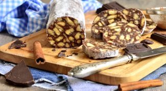 Шоколадная колбаса из печенья: пошаговый рецепт