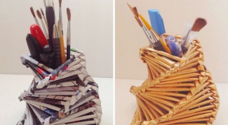 Как сделать подставку для карандашей из журнальных трубочек