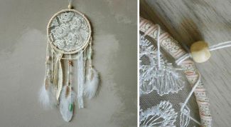 Lace dream catcher with their hands