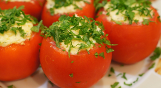 Tomatoes stuffed with meat salad