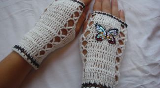 Картинка по теме - как вязать митенки крючком