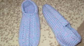 Картинка по теме - как вязать домашние тапочки