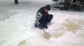 Картинка по теме - как чистить снегом ковер