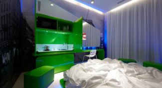 Картинка по теме - как совместить спальню с кухней