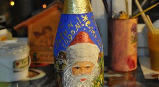 Картинка по теме - как украсить бутылку на новый год