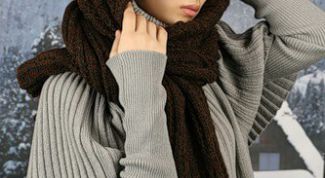 Картинка по теме - как связать шарф-капюшон