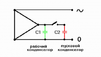 Схема включения трехфазного двигателя в однофазную сеть через конденсатор