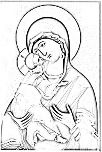 Граттаж для школьников. Мастер-класс &#171;Образ Божьей матери с младенцем на руках&#187;
