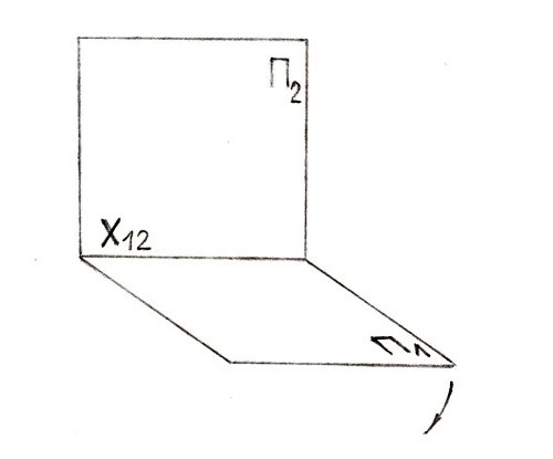 Трехгранный комплексный чертеж образуется поворотом плоскости