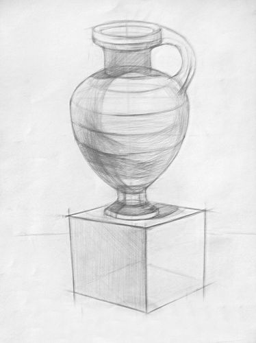 Как нарисовать стеклянную вазу карандашом