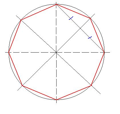 Как нарисовать правильный восьмиугольник с помощью циркуля