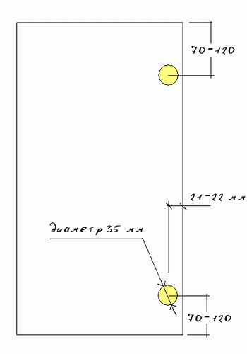 Разметка отверстий под мебельные петли 35 мм