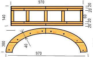 Деревянная садовая арка чертеж