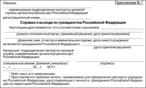 Заявление о выходе из гражданства рф образец