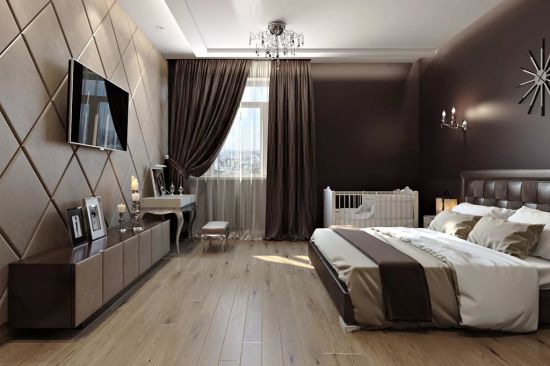 Интерьер спальни в коричневых тонах Дизайн квартиры