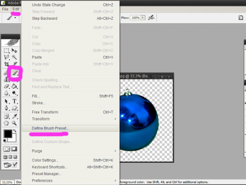 нажмите на Define Brush Preset