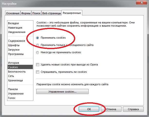 Как включить <strong>куки</strong> в <b>опере</b>