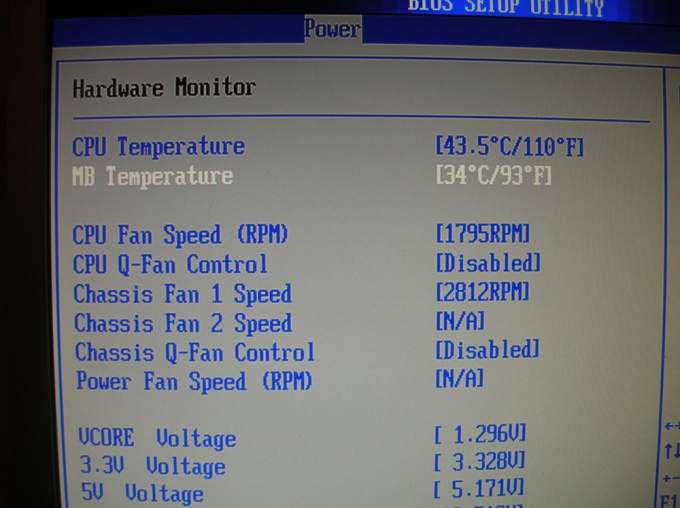 Биос показывает высокую температуру процессора
