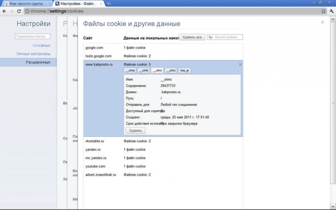 Google Chrome: просмотр кук