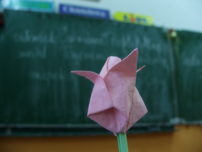 Как сделать бумажный тюльпан