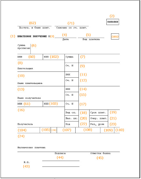 Как заполнить платежное поручение для банка