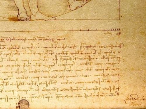 Mirror writing. What "handwriting of Leonardo"?